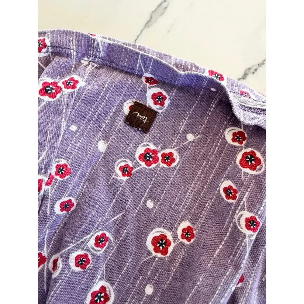 Tea Collection Girls Purple Cherry Blossom V-Neck Swing Dress Size 7